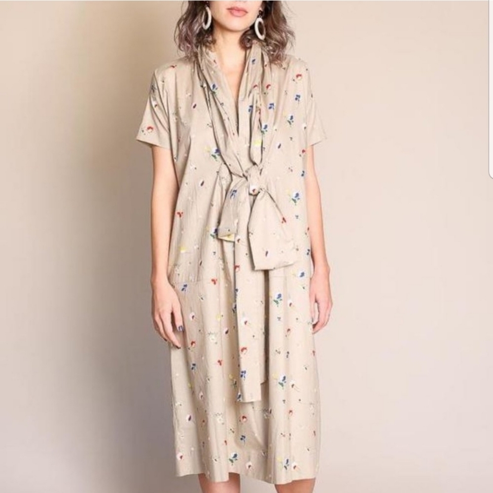 Caron Callahan Julien Dress - Khaki Meadow Floral Size Small